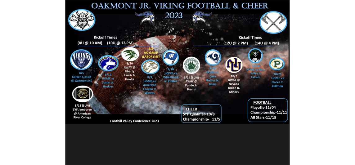 2023 Football and Cheer Schedule